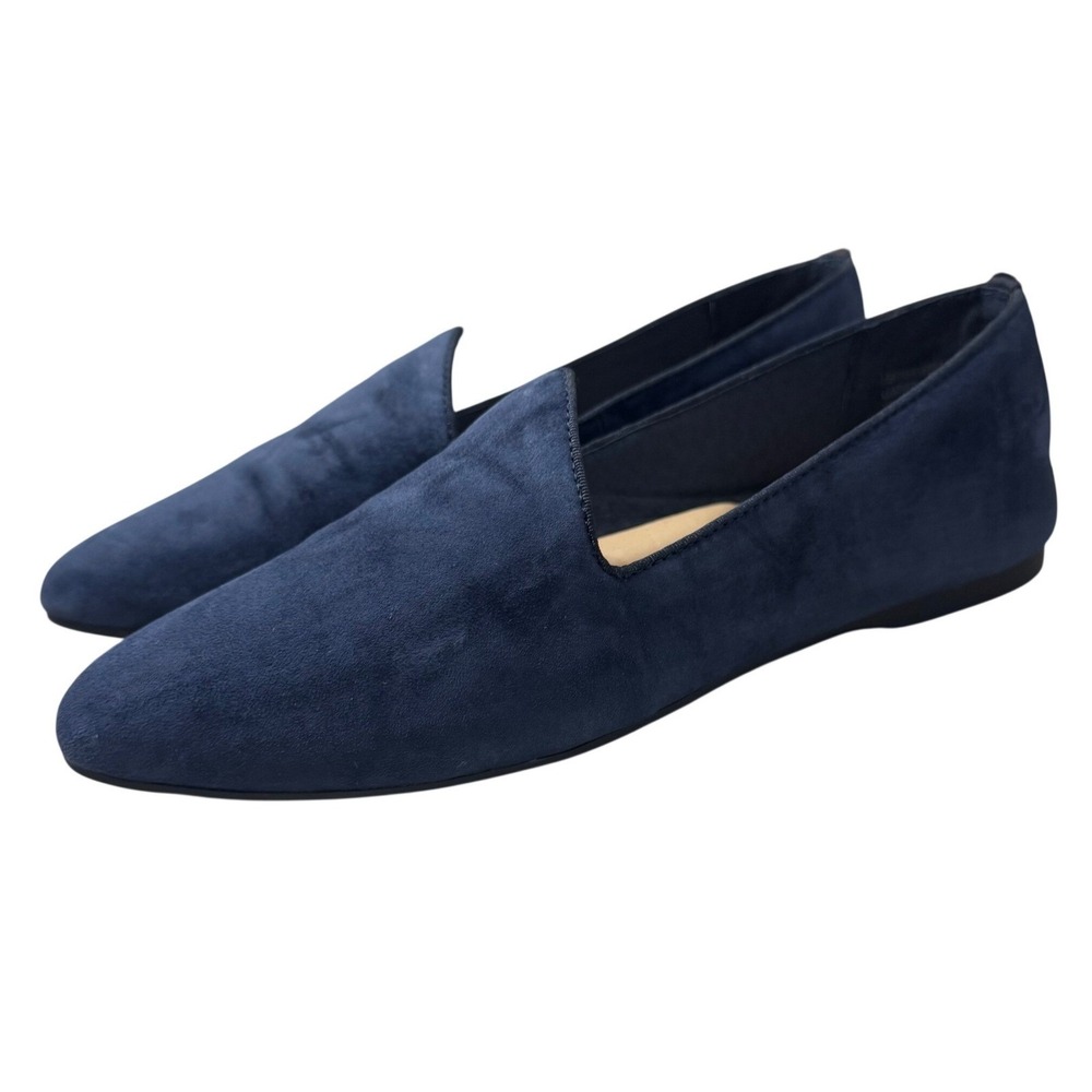 Birdies The Heron Loafers Womens 7 Navy Blue Suede Excellent Pointed Toe Flats - Picture 3 of 12